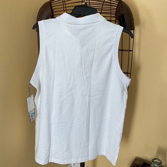 Calvin Klein Performance White Sleeveless Polo Shirt - Picture 2 of 4